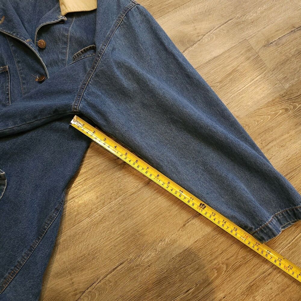 denim chore jacket 1x cat embroidery barn coat blue cottagecore spring denim - Picture 9 of 12